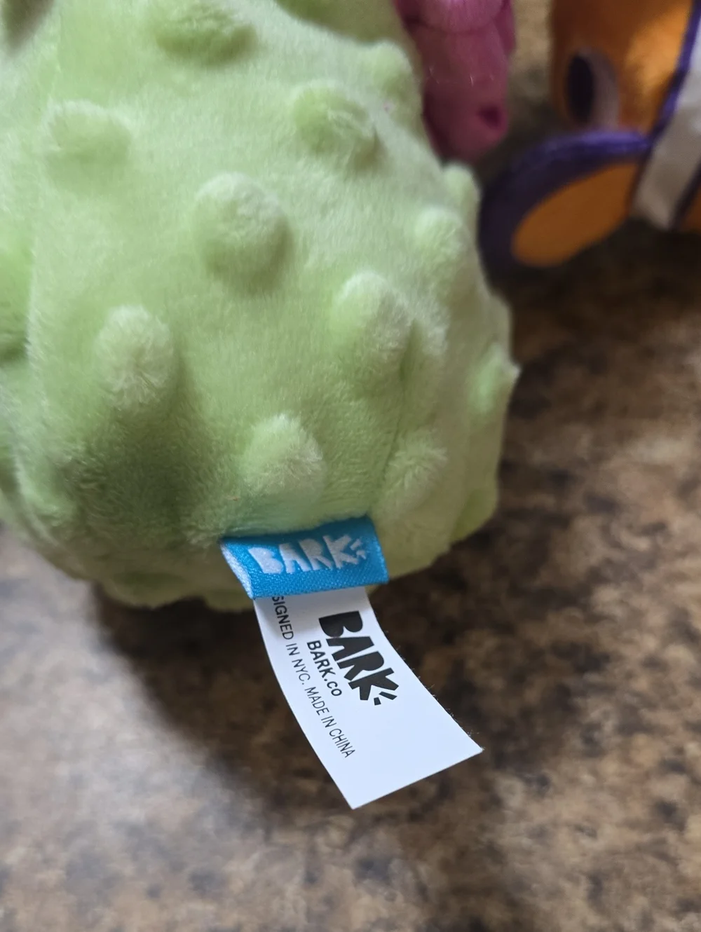 BARK Clown Fishing Around Plush Dog Toy - Green,‎ Pink, Orange Size Small 0-20 P